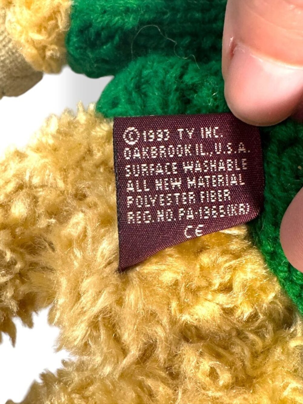 Ty Vintage Teddy Bear With Green Shamrock Sweater - Blarney 1993 - Picture 6 of 9